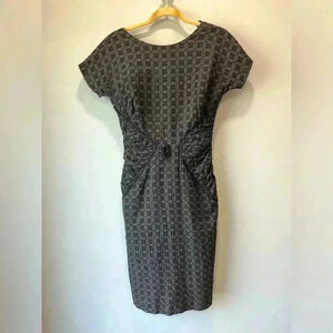 black cocktail Hollywood glam eyelet 60’s wiggle dress- medium